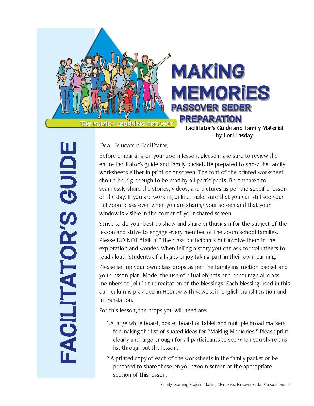 Family Learning Project: Making Memories: Passover Seder Preparations