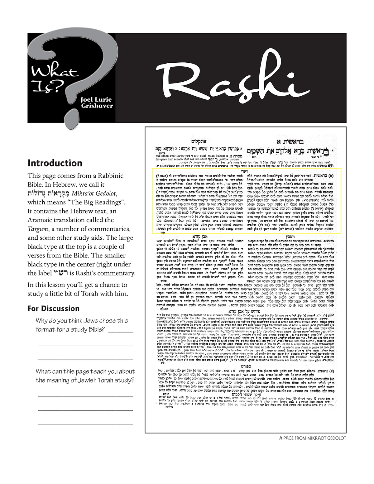 Pdf Rashi Script What Is: Rashi? – Torah Aura Productions